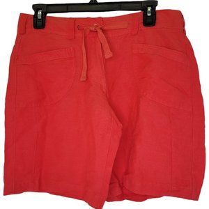 SHERRY TAYLOR  Shorts High Waist Ramie Drawstring Bright Red Women's Size Small